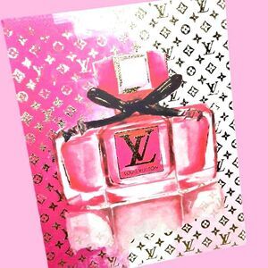 At Home Gold Foil Louis Vuitton Bottle Canvas Wall Decor